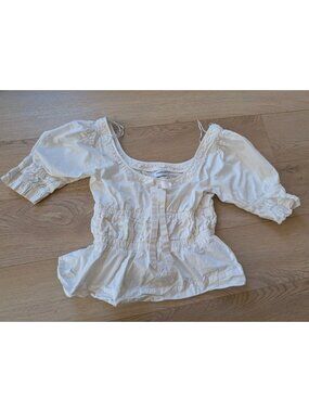 Damson Madder White Bianca Ruffle Bow Blouse – Size 14 UK / US 10 Medium